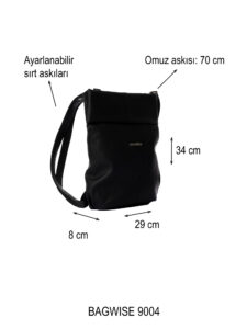 Bagwise siyah kadın sırt çantası ölçüleri 9004