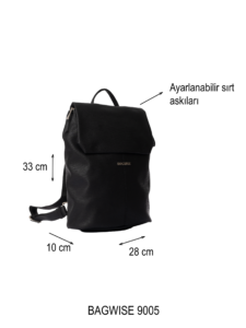 Bagwise siyah kadın sırt çantası ölçüleri 9005