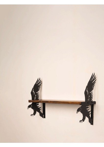 ifyou Büyük Kartal Dekoratif Metal Ayaklı Masif Ahşap Duvar Rafı - Görsel 5