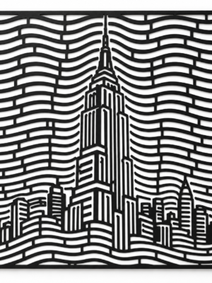 Empire State mat siyah metal duvar tablosu, ana ürün, beyaz fon.