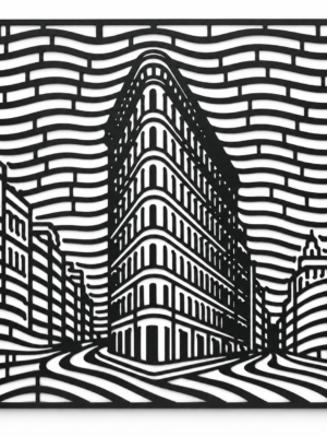 Flatiron mat siyah metal duvar tablosu, ana ürün, beyaz fon.